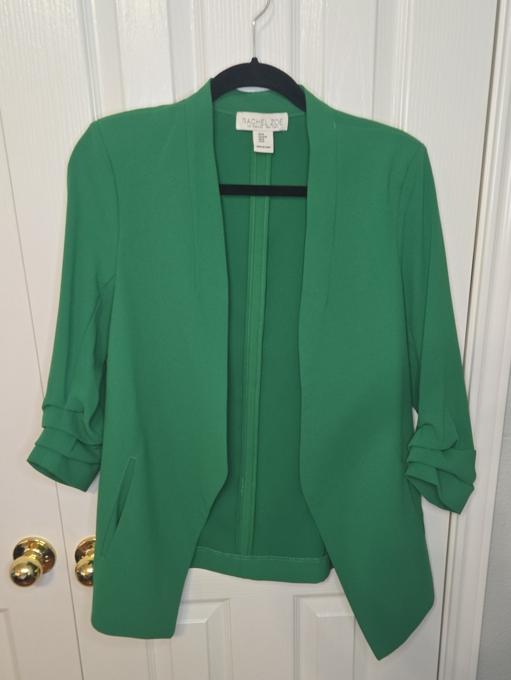 Rachel Zoe Emerald Green Open-Front Blazer Sz M